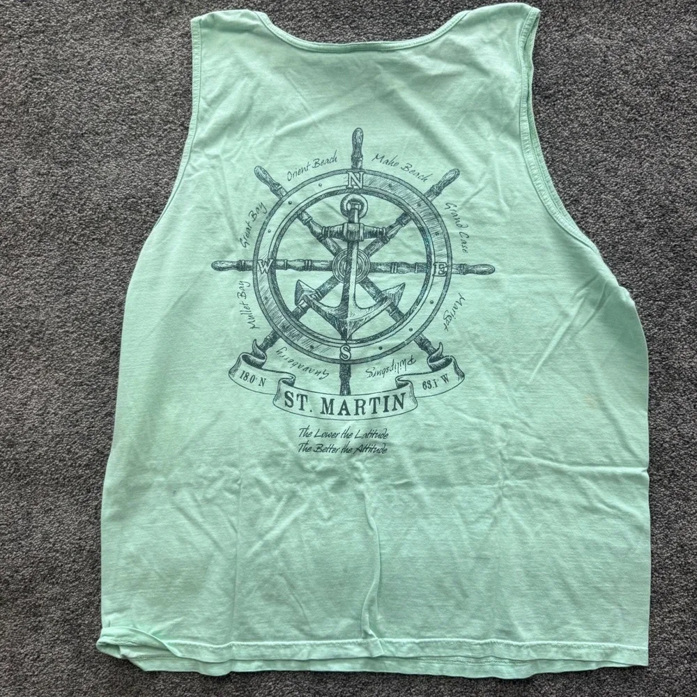 VTG lot Mens Caribbean Vacation T-Shirt Tank Top Bundle XL St Martin Oyster Bay